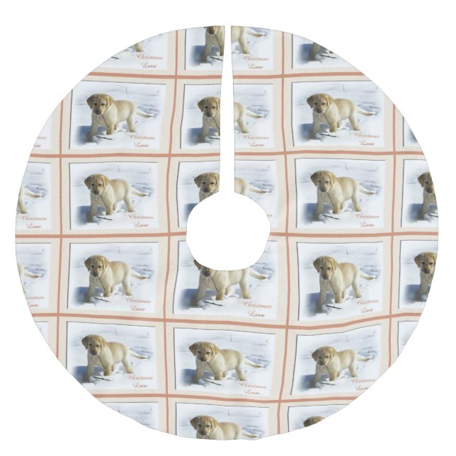 Labrador Retriever Weihnachten Polyester Weihnachtsbaumdecke (Vorderseite)