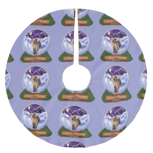 Labrador Retriever Weihnachten Polyester Weihnachtsbaumdecke (Vorderseite)