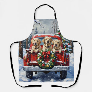 Labrador Retriever Weihnachten Rotes Lastwagen Fer Schürze
