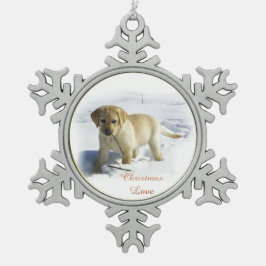Labrador Retriever Weihnachten Schneeflocken Zinn-Ornament