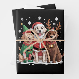 Labrador Retriever Weihnachts Hunde Santa Rentier Geschenkpapier Set