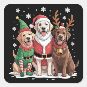Labrador Retriever Weihnachts Hunde Santa Rentier Quadratischer Aufkleber