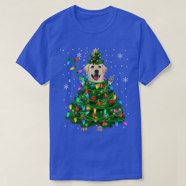 Labrador Retriever Weihnachtsbaum Xmas Lights Hund T-Shirt (Design vorne)