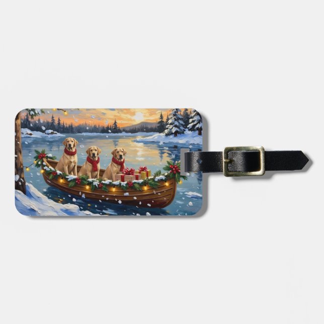 Labrador Retriever Weihnachtsboot-Feiertag Gepäckanhänger (Vorderseite horizontal)