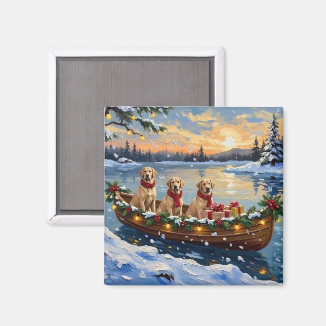 Labrador Retriever Weihnachtsboot-Feiertag Magnet (Vorderseite/Rückseite)