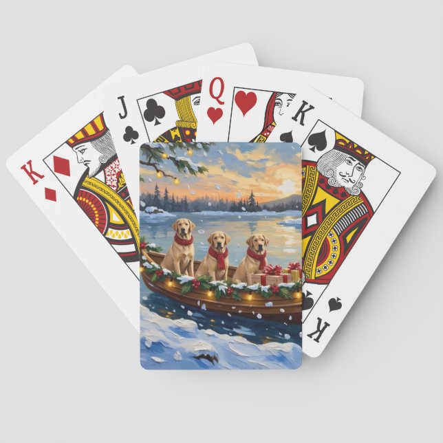 Labrador Retriever Weihnachtsboot-Feiertag Spielkarten (Rückseite)