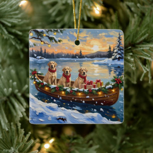 Labrador Retriever Weihnachtsboot Urlaub Keramikornament