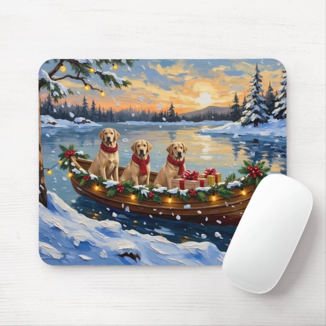 Labrador Retriever Weihnachtsboot Urlaub Mousepad (Mit Mouse)