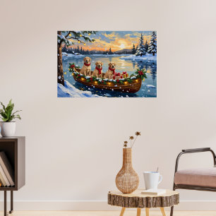 Labrador Retriever Weihnachtsboot Urlaub Poster