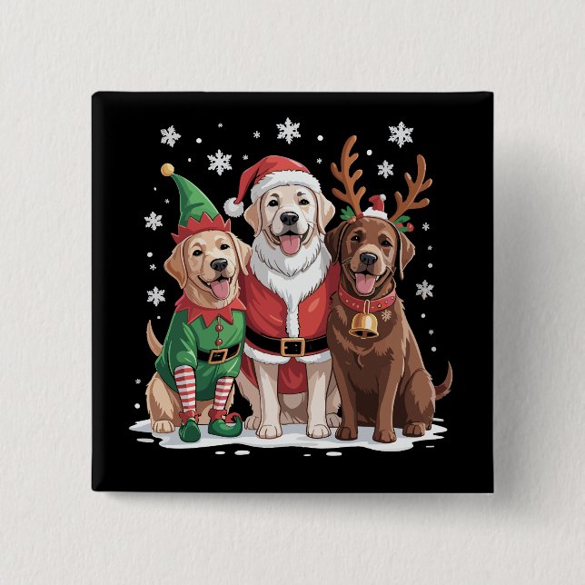 Labrador Retriever Weihnachtshunde Santa Reindeer Button (Vorderseite)