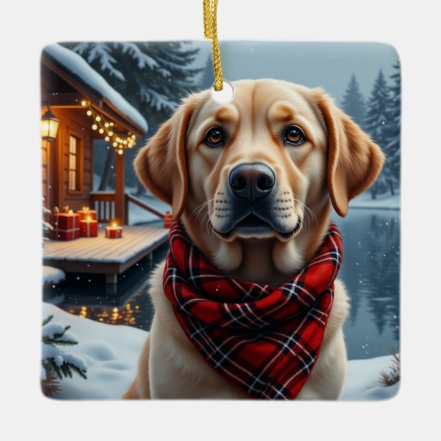 Labrador Retriever Weihnachtskunst Keramikornament (Vorderseite)
