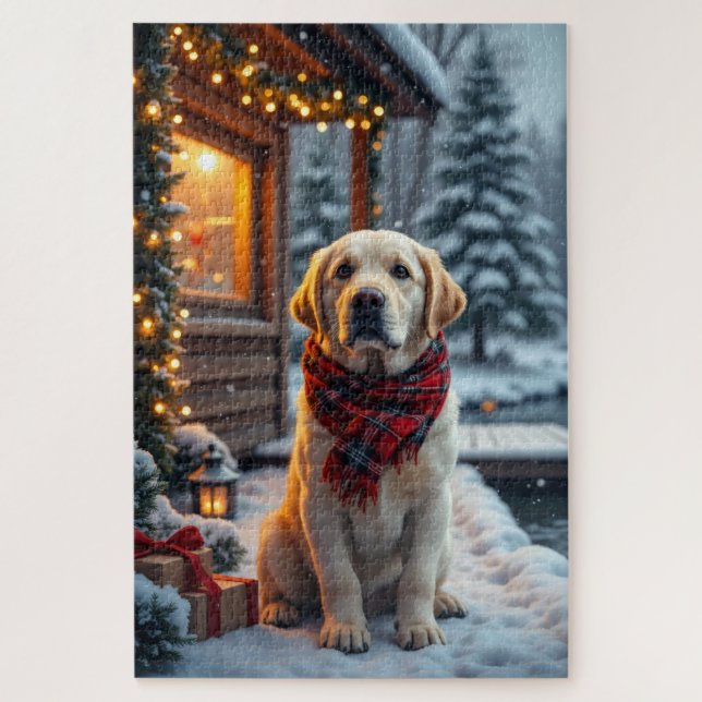 Labrador Retriever Weihnachtskunst Puzzle (Vertikal)