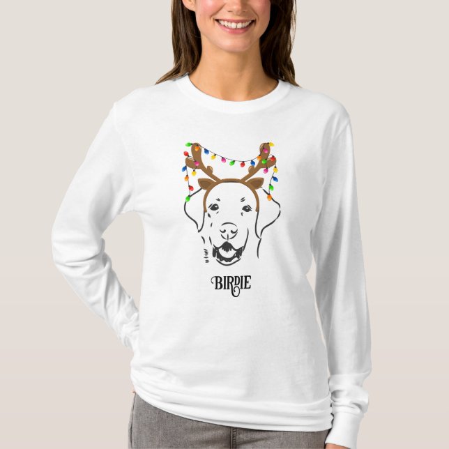 Labrador Retriever Weihnachtsleuchten Anbeter Cust T-Shirt (Vorderseite)