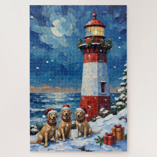 Labrador Retriever Weihnachtsleuchtturm Urlaub Puzzle