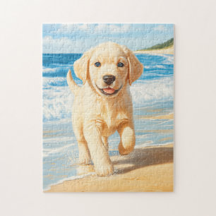 Labrador Retriever Welpe am Strand Puzzle