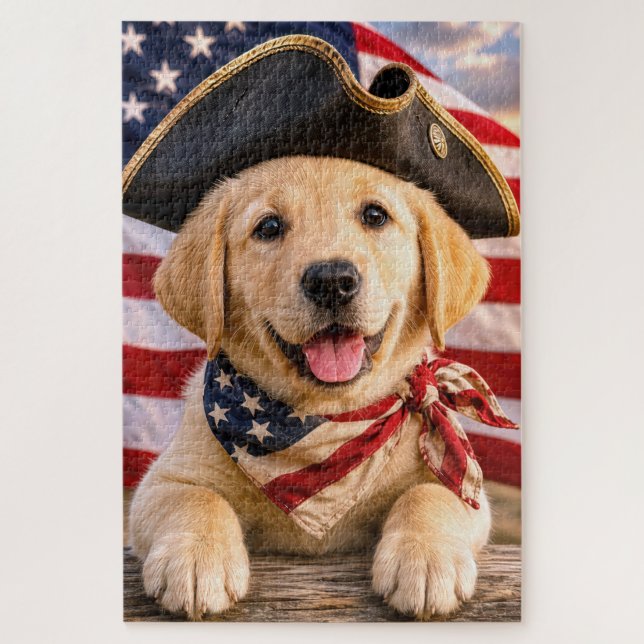 Labrador Retriever-Welpe mit Dreispitz Puzzle (Vertikal)