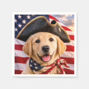 Labrador Retriever-Welpe mit Dreispitz Serviette