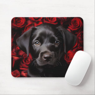 Labrador Retriever Welpe mit Rose Mousepad