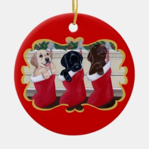 Labrador retriever-Welpen-Weihnachten Keramik Ornament
