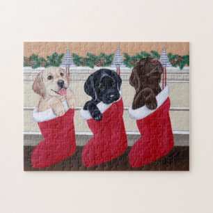 Labrador retriever-Welpen-Weihnachtsmalerei Puzzle