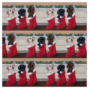 Labrador retriever-Welpen-Weihnachtsmalerei Stoff