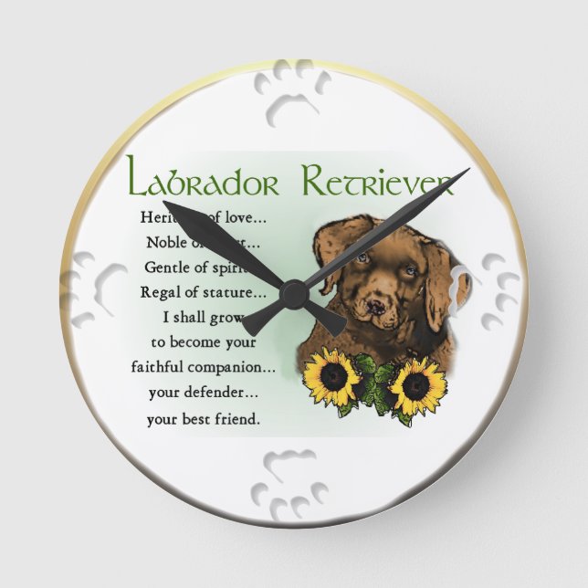 Labrador Retriever Welpenheritage Geschenke Runde Wanduhr (Vorderseite)