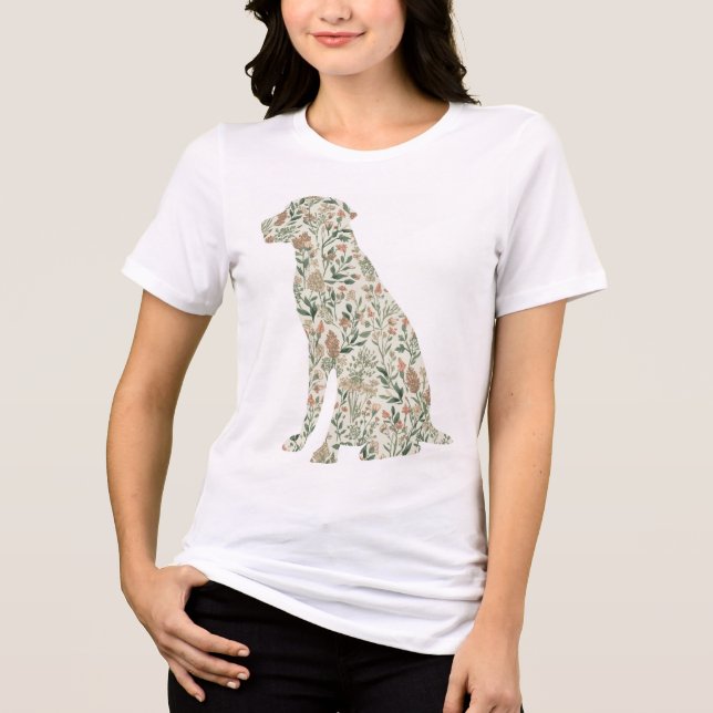 Labrador Retriever Wildflower Hundemutter Botanisc Tri-Blend Shirt (Vorderseite)