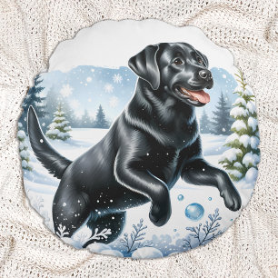 Labrador Retriever Winter Holiday Dog Weihnachten Rundes Kissen