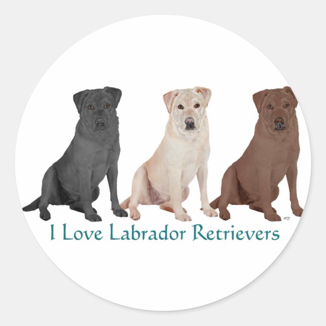 Labrador Retrievers - 3 Farben zur Liebe Runder Aufkleber (Vorderseite)