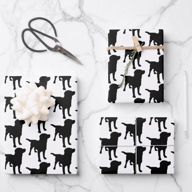 Labrador Retrievers Black Dog Pattern Geschenkpapier Set (Vorderseite)
