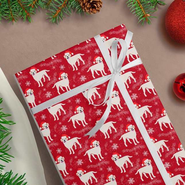 Labrador Retrievers in Christmas Hats Schneeflocke Geschenkpapier (Von Creator hochgeladen)