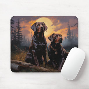 Labrador Retrievers in einer mondbeleuchteten Nach Mousepad