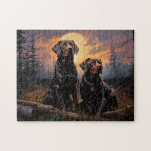 Labrador Retrievers in einer mondbeleuchteten Nach Puzzle
