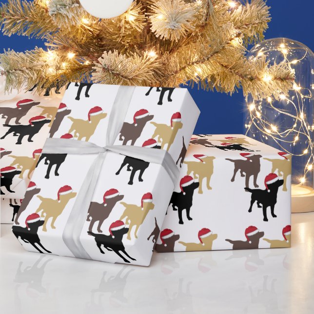 Labrador Retrievers In Weihnachtsmannmütze Weihnac Geschenkpapier (Feiertage)