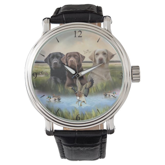 Labrador Retrievers (Jagdhunde) Armbanduhr (Vorderseite)