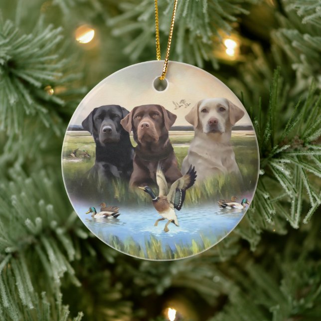 Labrador Retrievers (Jagdhunde) Keramik Ornament (Baum)