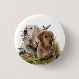Labrador Retrievers mit Fasan,Kunst Button