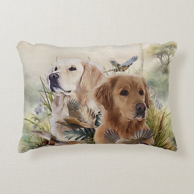 Labrador Retrievers mit Fasan,Kunst Dekokissen (Vorderseite)