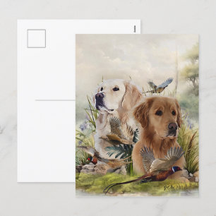Labrador Retrievers mit Fasan,Kunst Feiertagspostkarte