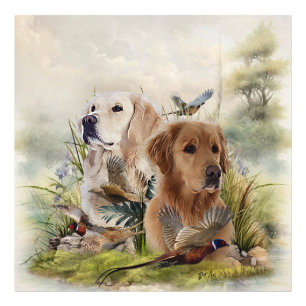 Labrador Retrievers mit Fasan,Kunst Fotodruck