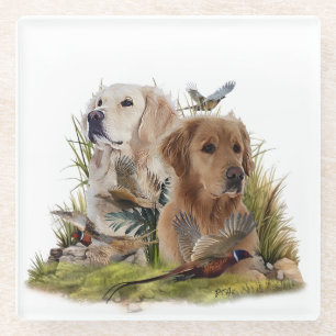 Labrador Retrievers mit Fasan,Kunst Glasuntersetzer