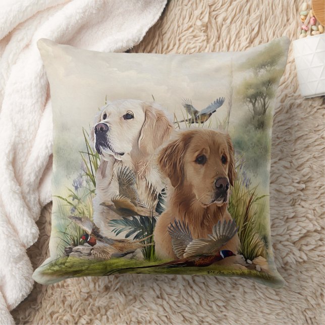 Labrador Retrievers mit Fasan,Kunst Kissen (Decke)