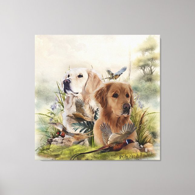 Labrador Retrievers mit Fasan,Kunst Leinwanddruck (Vorderseite)