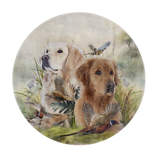 Labrador Retrievers mit Fasan,Kunst Schneidebrett (Vorderseite)