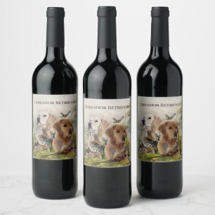 Labrador Retrievers mit Fasan,Kunst Weinetikett