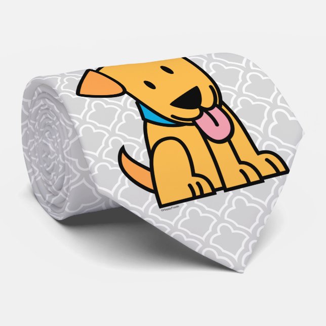 Labrador-Retrieverwelpenhund sitzen goldenen Krawatte (Gerollt)