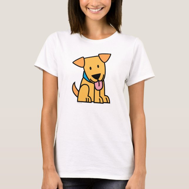 Labrador-Retrieverwelpenhund sitzen goldenen T-Shirt (Vorderseite)