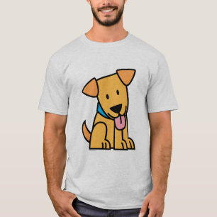 Labrador-Retrieverwelpenhund sitzen goldenen T-Shirt