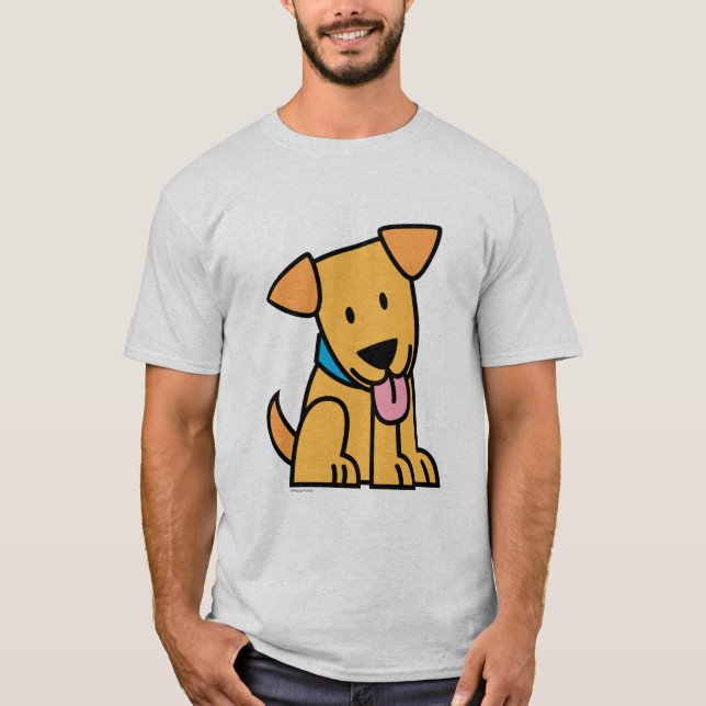 Labrador-Retrieverwelpenhund sitzen goldenen T-Shirt (Vorderseite)
