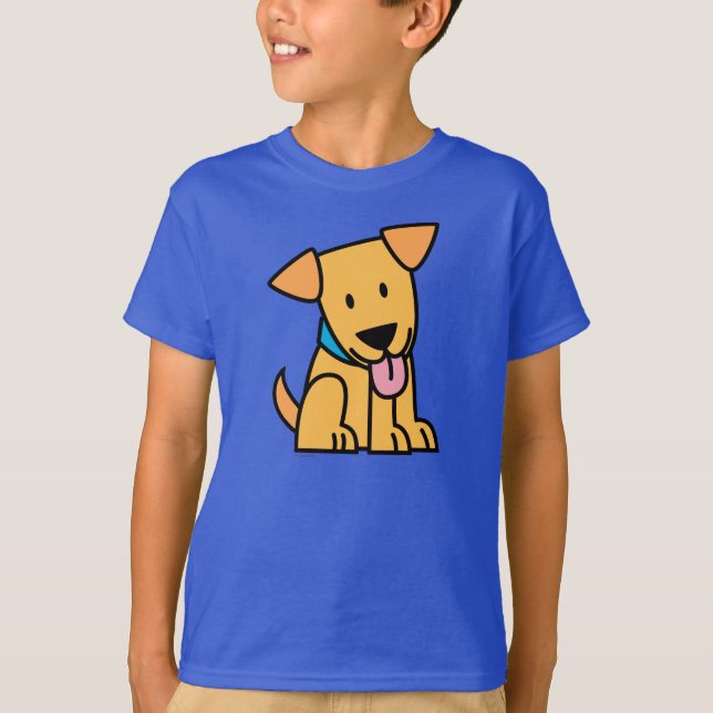 Labrador-Retrieverwelpenhund sitzen goldenen T-Shirt (Vorderseite)